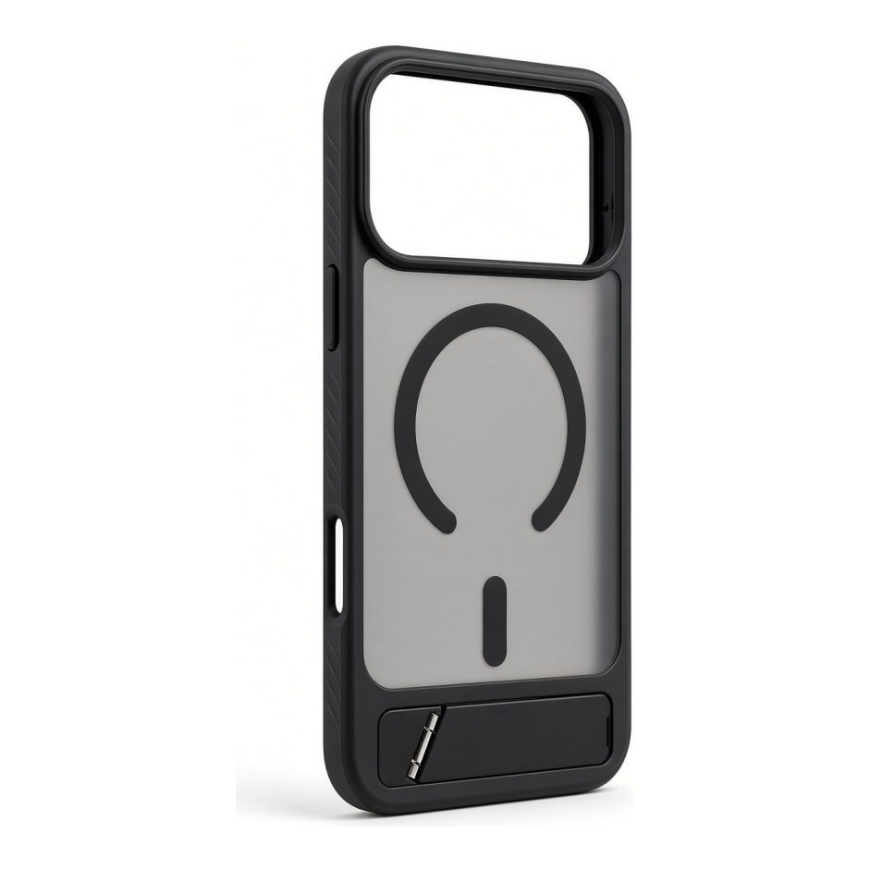 Apple iPhone 18 Pro Max kummist kattega MagSafe ja jalatoega must kott