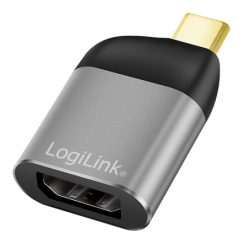 LogiLink CUA0204 kaapelin sukupuolenvaihtaja USB-C DisplayPort Musta, Harmaa