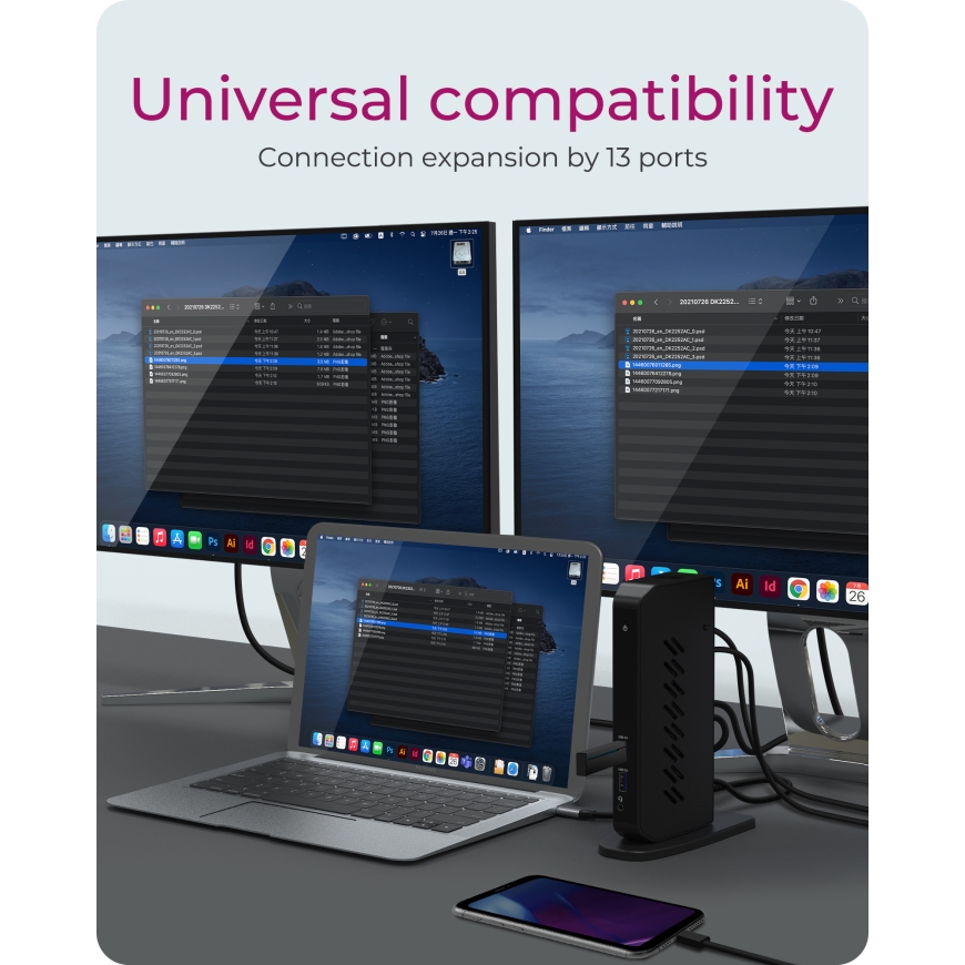 ICY BOX IB-DK2252AC Juhtmega ühendatud USB 3.2 Gen 1 (3.1 Gen 1) Type-C Must – 2
