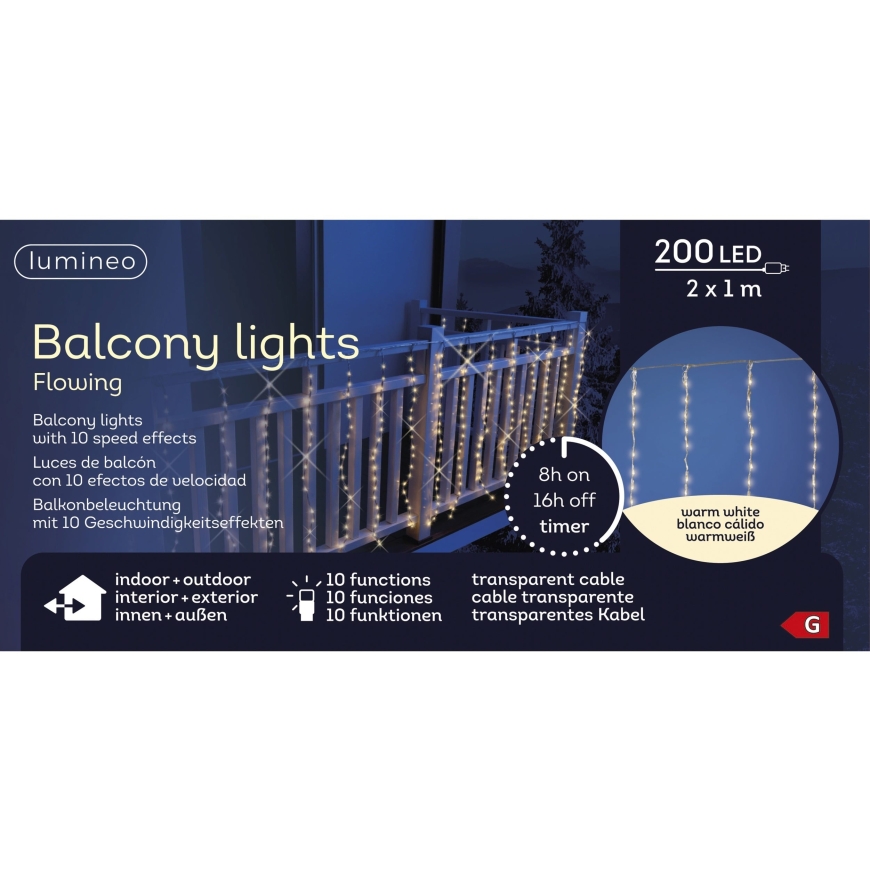 Lumineo LED-tulevalosarja rõdule, soe valge, siseruumiks ja välitingimustes kasutamiseks – 4
