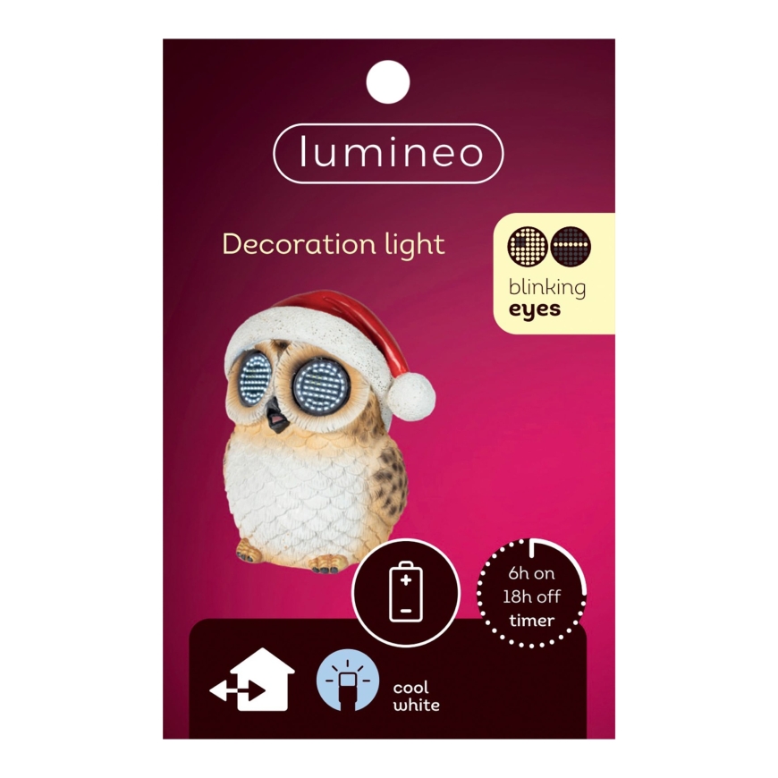 Lumineo LED pelėdos dekoracija su judančiomis šviesos akimis, 15 cm, vidiniam ir išoriniam naudojimui – 3