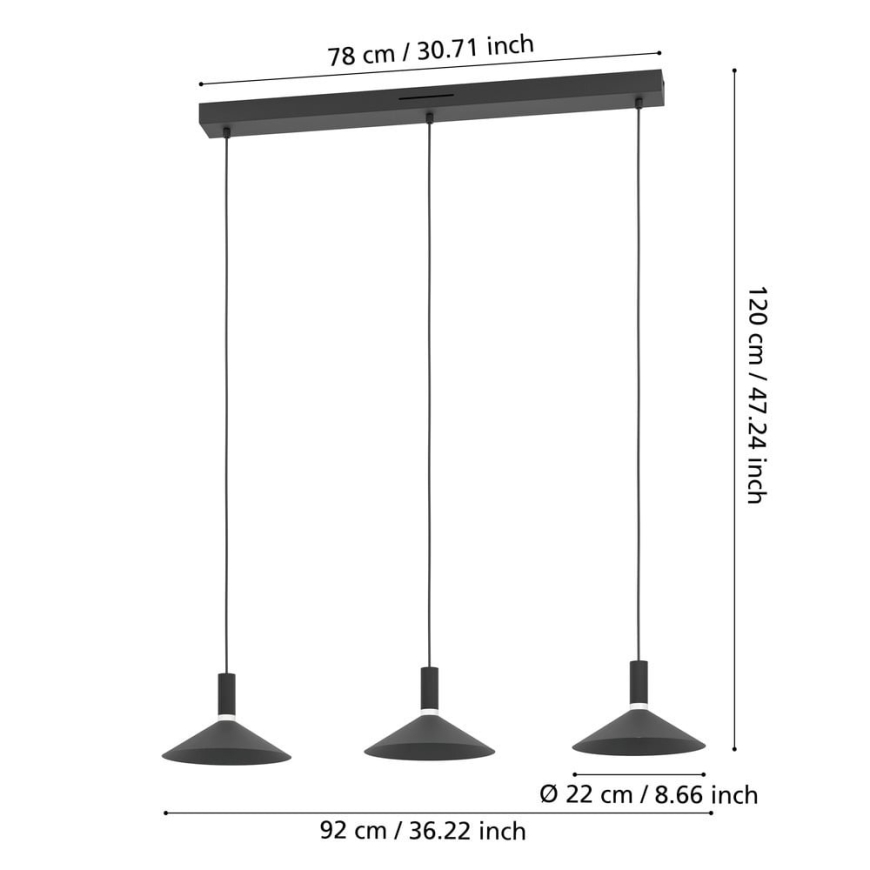 Eglo Conomavilla ZM Langbord pendant lamp, 3000 lm, matte black – 5