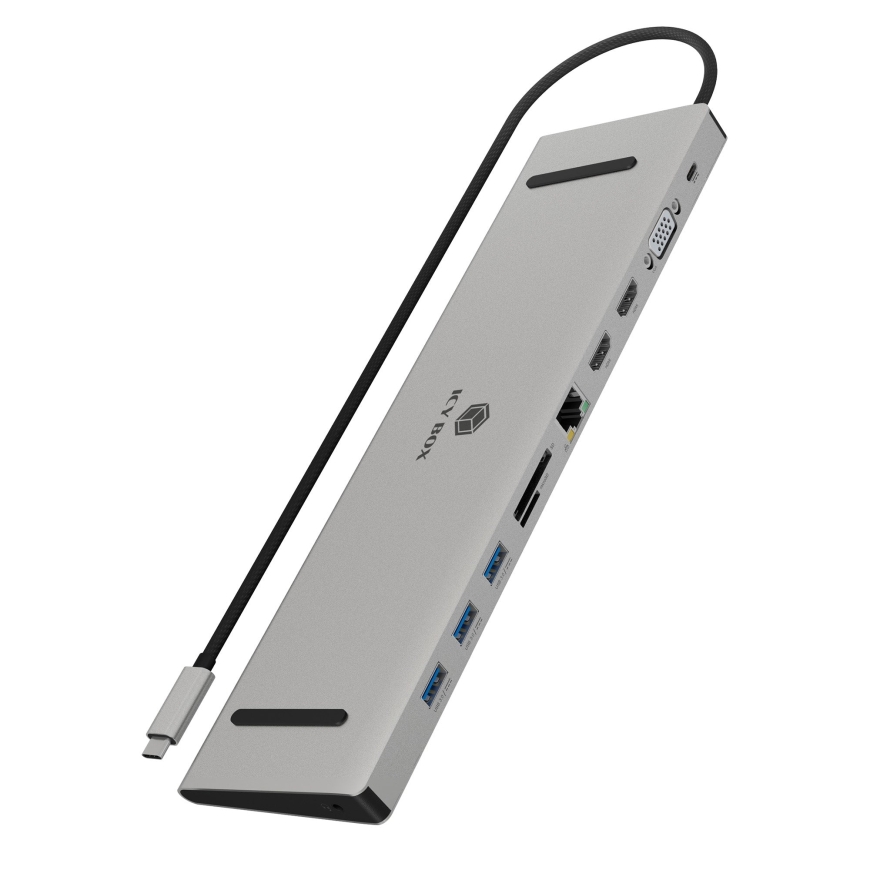 ICY BOX IB-DK2106a-CPD Проводная USB 3.2 Gen 1 (3.1 Gen 1) Type-C Антрацит, Черный