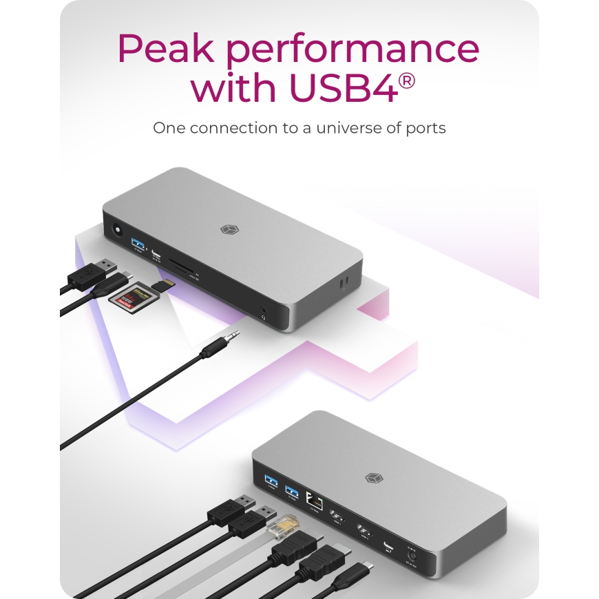ICY BOX IB-DK2880-C41 Juhtmega ühendatud USB4 Söehall, Must – 2