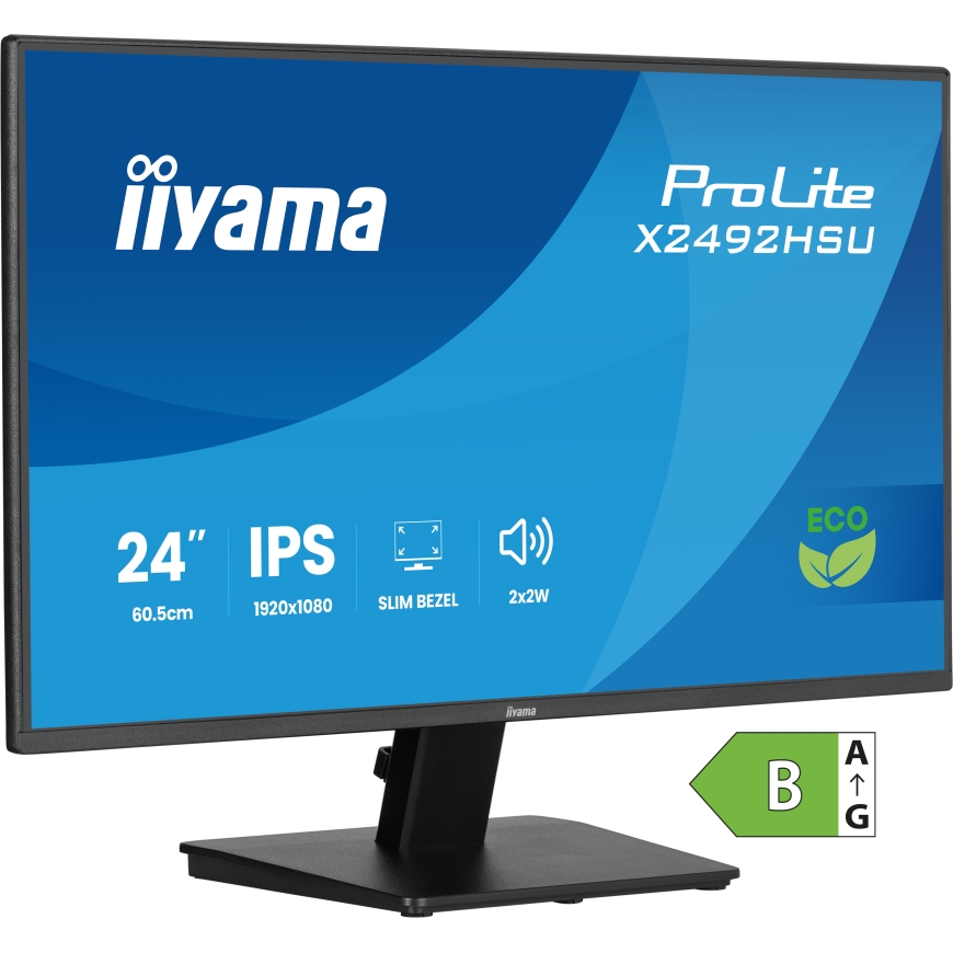iiyama ProLite X2492HSU-B1 monitori 60,5 cm (23.8") 1920 x 1080 pikseļi Full HD LED Melns