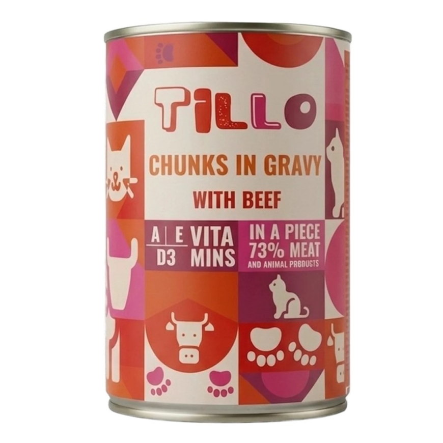 TILLO Chunks in Gravy Beef - wet cat food - 415g