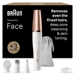 Braun FaceSpa Pro veido epiliatorius + 3 priedai, 911, balta / bronzinė