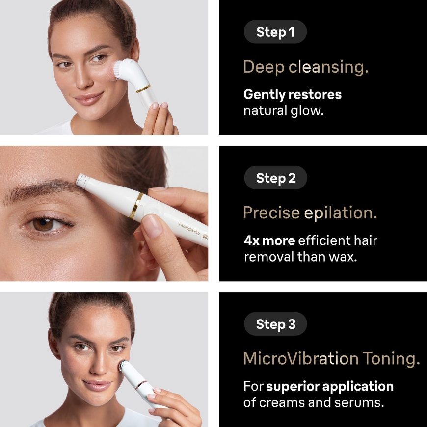 Эпилятор для лица Braun FaceSpa Pro + 3 насадки, 911, белый/бронзовый – 4