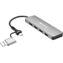 Sandberg USB-C/A to 4xUSB 3.0 Hub USB 3.2 Gen 1 (3.1 Gen 1) Type-A + Type-C 5000 Mbit/s Alumiinium Sandberg USB-C/A to 4xUSB 3.0 Hub USB 3.2 Gen 1 (3.1 Gen 1) Type-A + Type-C 5000 Mbit/s Alumiinium