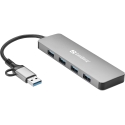 Sandberg USB-C/A to 4xUSB 3.0 Hub USB 3.2 Gen 1 (3.1 Gen 1) Type-A + Type-C 5000 Mbit/s Alumiinium Sandberg USB-C/A to 4xUSB 3.0 Hub USB 3.2 Gen 1 (3.1 Gen 1) Type-A + Type-C 5000 Mbit/s Alumiinium