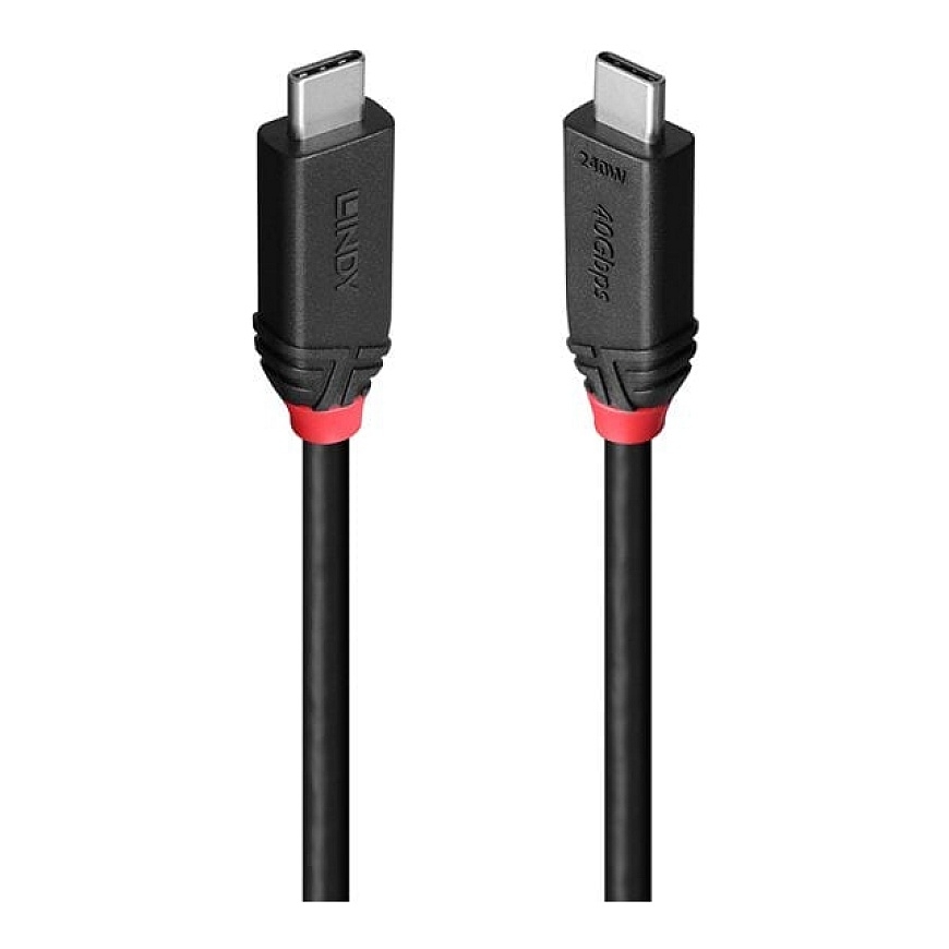 Lindy 37001 USB-kaabel USB4 Gen 3x2 1 m USB C 40 Gbit/s 240 W Must