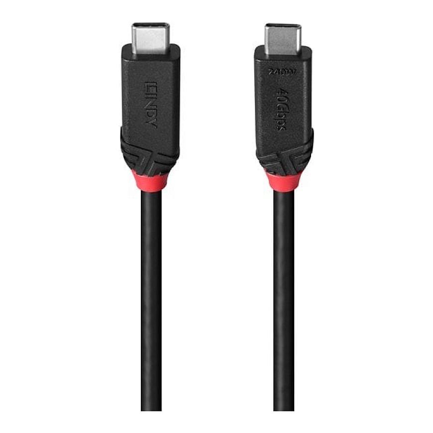 Lindy 37001 USB-kaapeli USB4 Gen 3x2 1 m USB C 40 Gbit/s 240 W Musta – 2