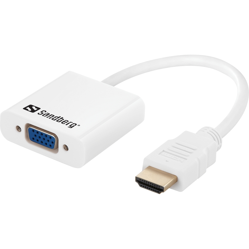 Sandberg 508-77 videokaabliadapter 0 m HDMI tüüp A (Standard) VGA (D-Sub) + 3.5mm Valge