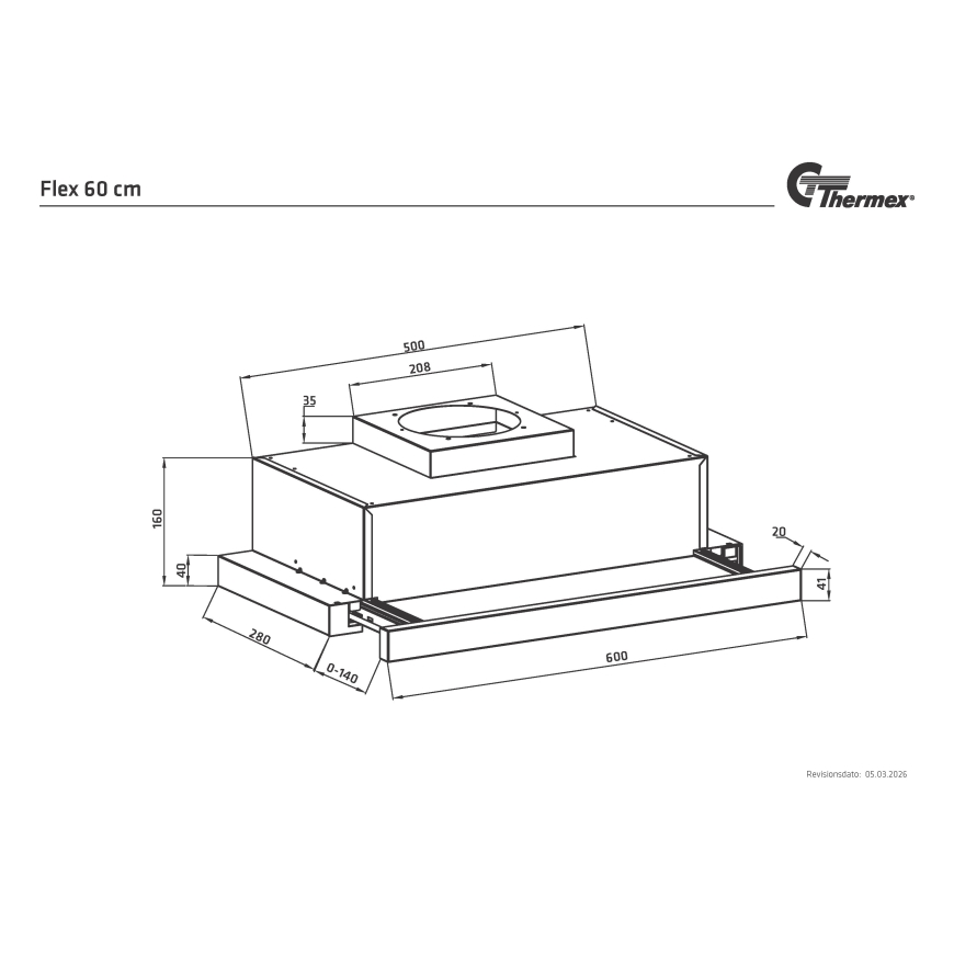 Thermex Flex 600 mm liesituuletin omalla moottorilla, valkoinen – 4