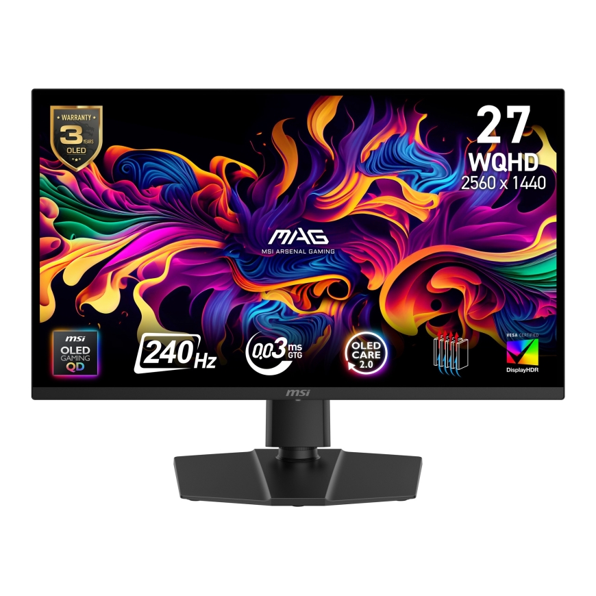 MSI MAG 271QP QD-OLED X24 PC lamekuvar 67,3 cm (26.5") 2560 x 1440 pikslit Wide Quad HD Must