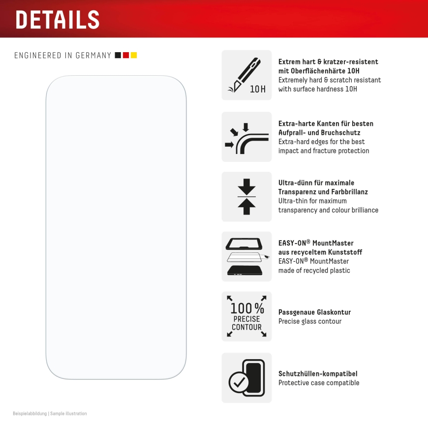 Displex Screen Protector (10H) for Apple iPhone 2026 Pro/17 Pro, MountMaster, scratch resistant – 2