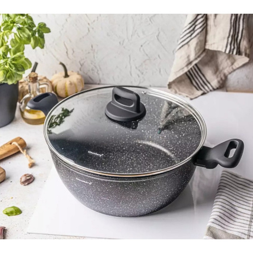 Pannu, musta marmori, Ø28cm, 5.71L, KB 7672, Klausberg – 2