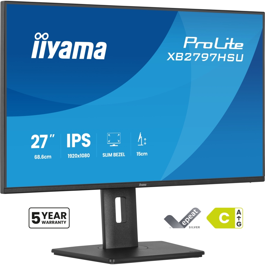 iiyama ProLite XB2797HSU-B1 monitori 68,6 cm (27") 1920 x 1080 pikseļi Full HD LED Melns