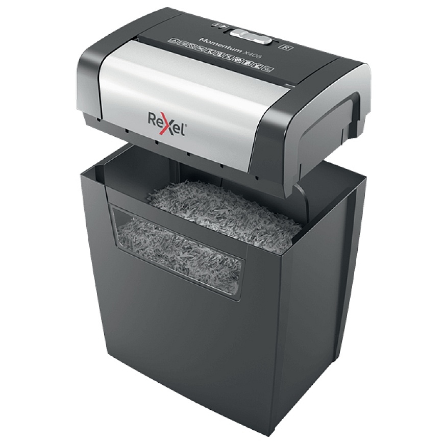 Rexel Momentum X406 papīra smalcinātājs Smalcināšana daļiņās 70 dB Zils, Pelēks – 3