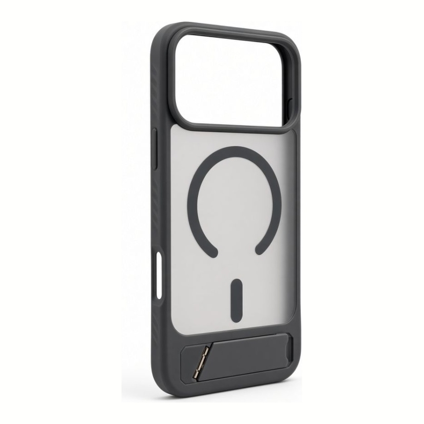 Apple iPhone 18 Pro Max Kumipinnoitettu MagSafe -kotelo jalustalla, savunharmaa