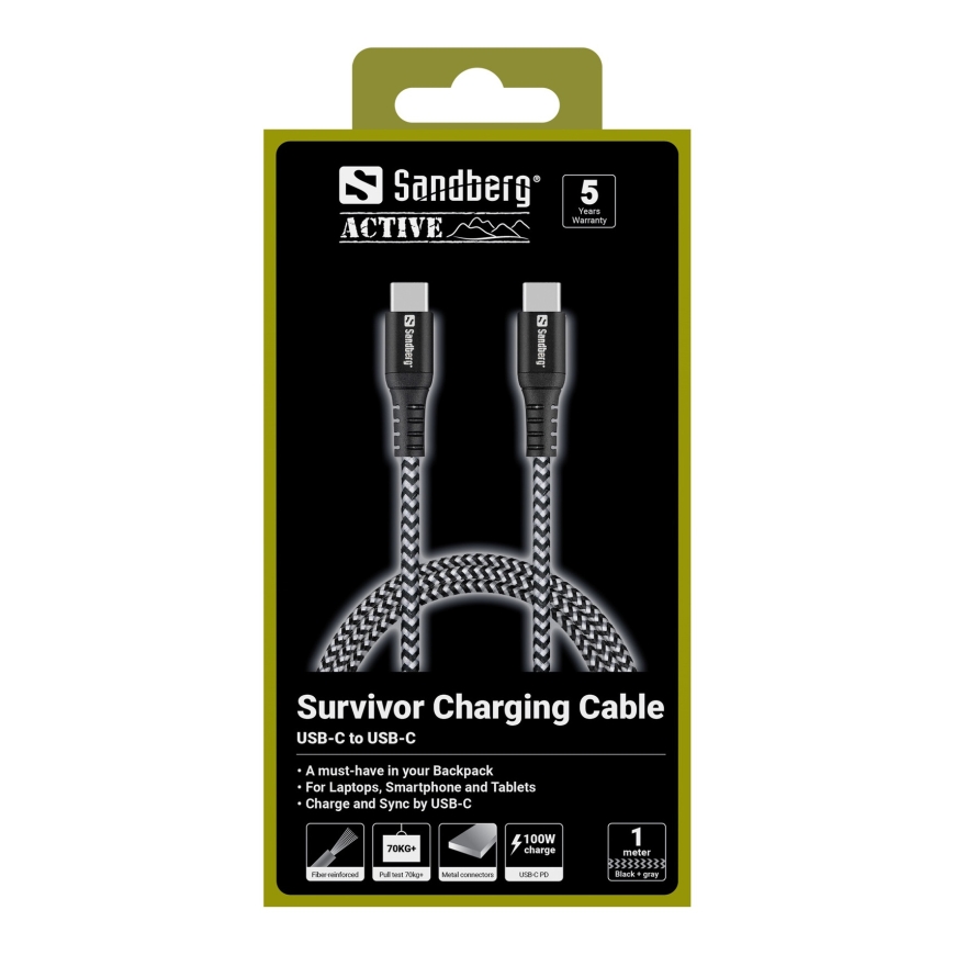 Sandberg 441-38 USB kabelis USB 2.0 100 m USB C Melns, Pelēks – 2