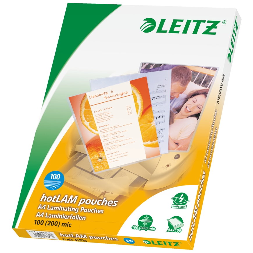 Leitz iLAM Premium Glossy A4 Laminating Pouches, 100 microns, Pack of 100