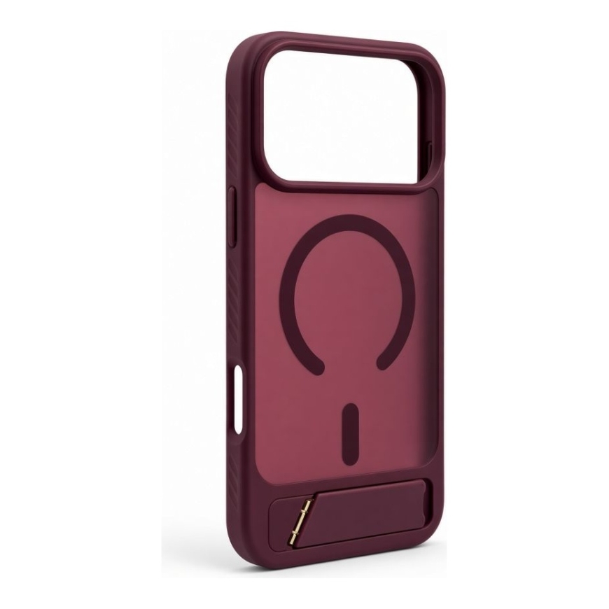 Чехол с подставкой для Apple iPhone 18 Pro Max, прорезиненный, с MagSafe, бордовый.