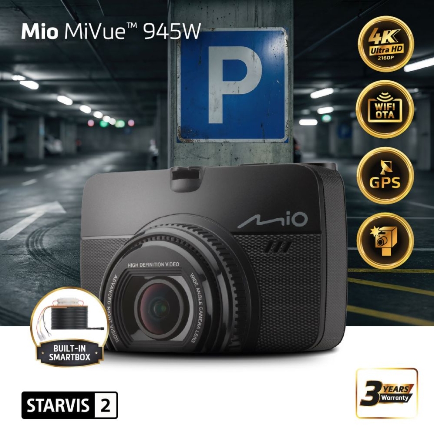 MiVue 945W Премиум 4K, STARVIS 2, Wi-Fi, GPS Видеорегистратор