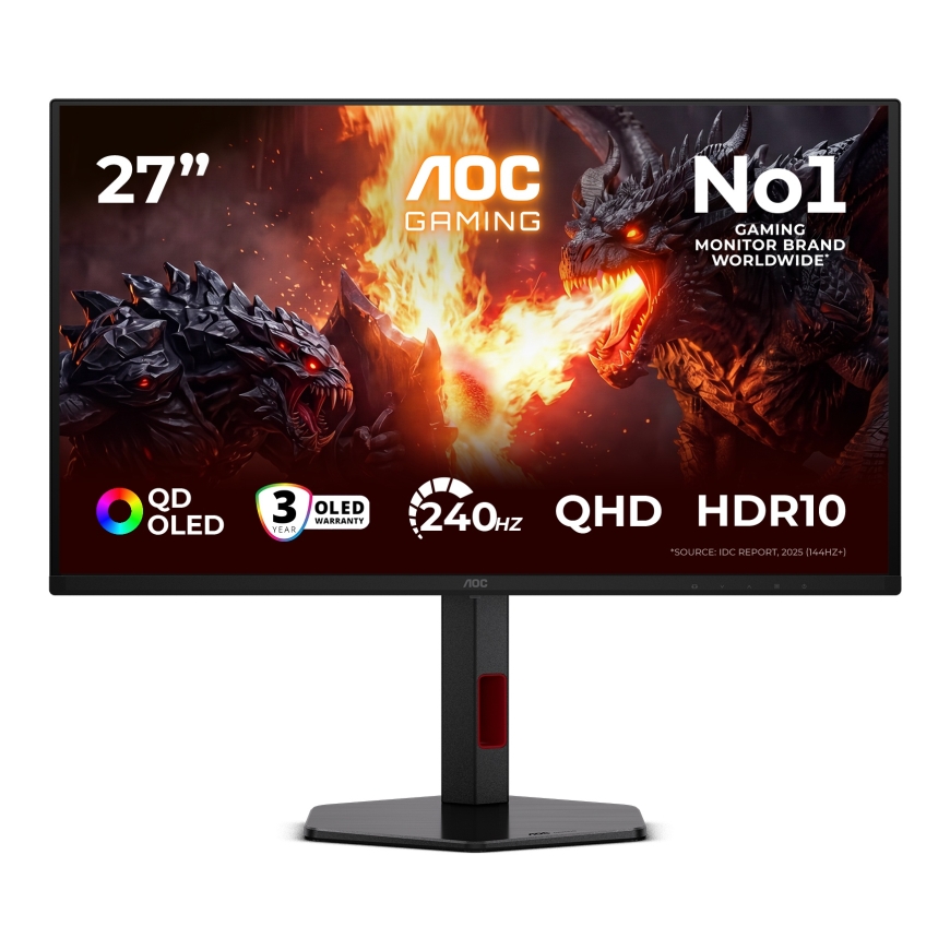 AOC G4 Q27G4ZDR монитор для ПК 67,3 cm (26.5") 2560 x 1440 пикселей Quad HD QD-OLED Черный, Красный