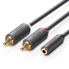 Ugreen 10561 аудио кабель 0,2 m 3,5 мм 2 x RCA Черный