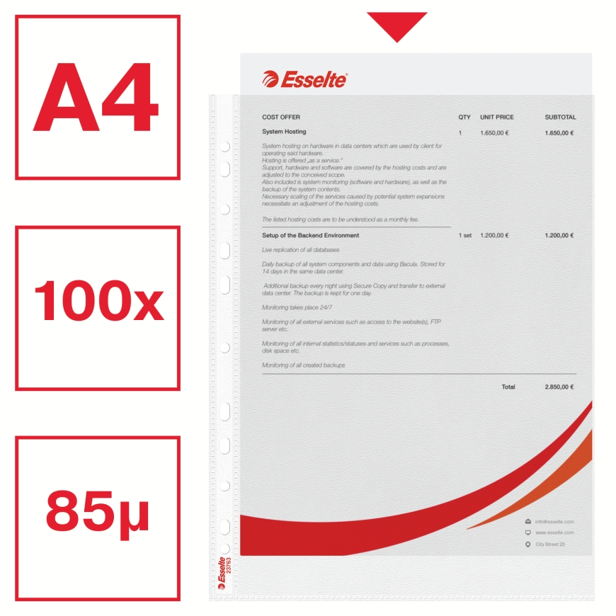 Esselte Quality Pocket A4, 30% pre-consumer recycled plastic – 2