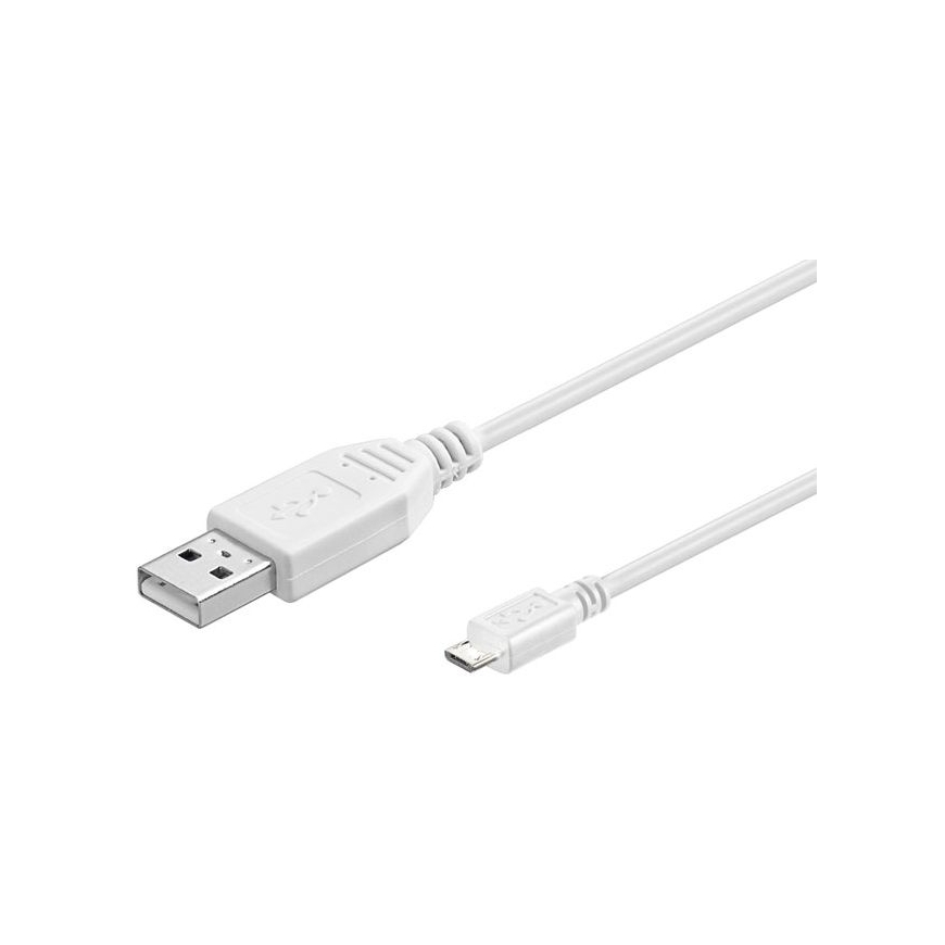 Microconnect USBABMICRO0,30W USB-kaapeli USB 2.0 0,3 m USB A Micro-USB B Valkoinen