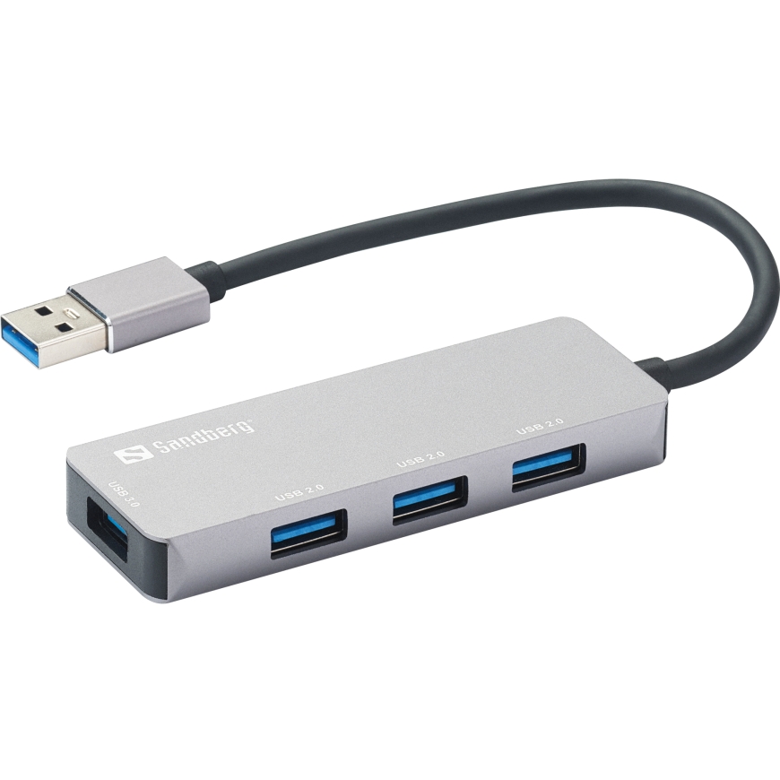 Sandberg 333-67 sąsajos šakotuvas USB 3.2 Gen 1 (3.1 Gen 1) Type-A 5000 Mbit/ai Pilka