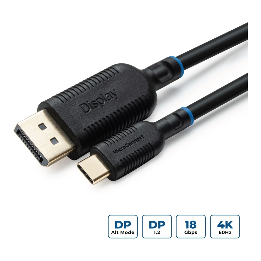 Microconnect MC-USBCDP2 vaizdo kabelio adapteris 2 m C tipo USB DisplayPort Juoda