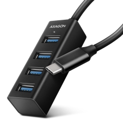Axagon HUE-M1C sąsajos šakotuvas USB 3.2 Gen 1 (3.1 Gen 1) Type-C 5000 Mbit/ai Juoda