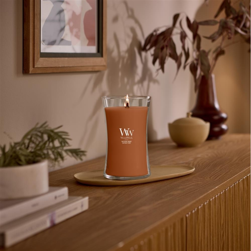 WoodWick Saffron Smoke vaško žvakė cilindro formos ruda 1 vnt. – 2