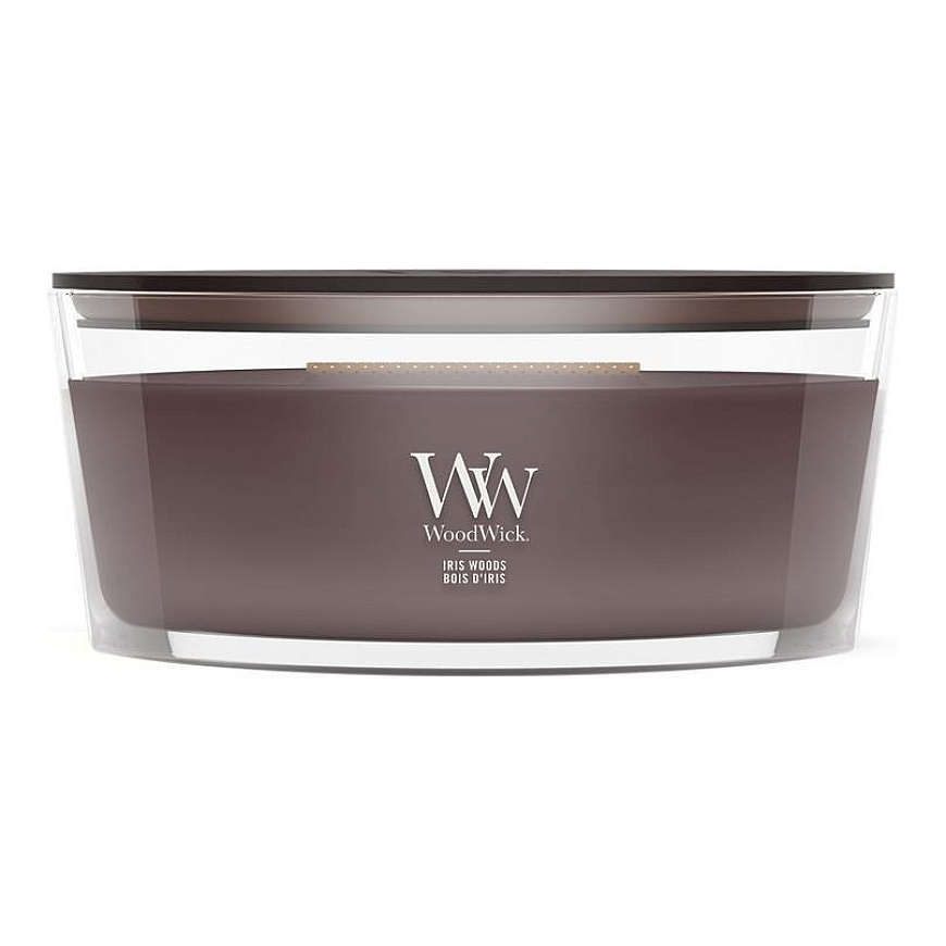 WoodWick Iris Woods vaško žvakė Ellipse Medinė Ruda 1 vnt.