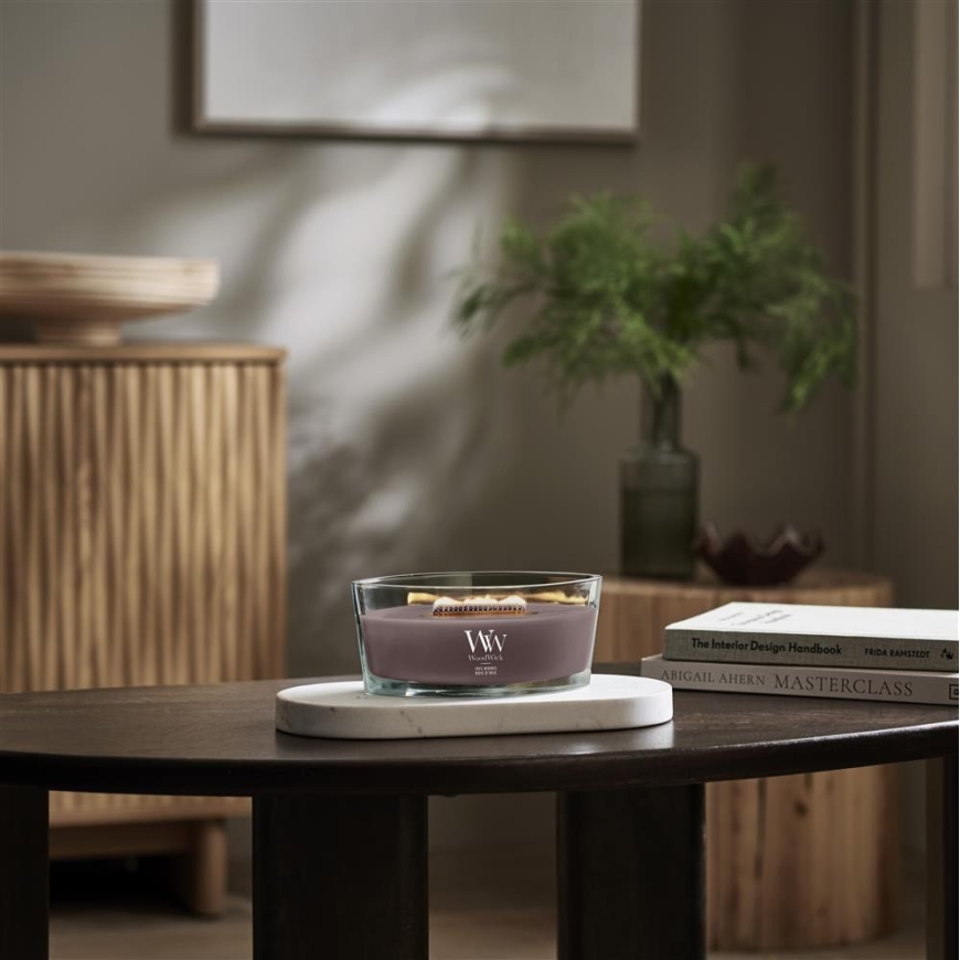 WoodWick Iris Woods vaško žvakė Ellipse Medinė Ruda 1 vnt. – 2