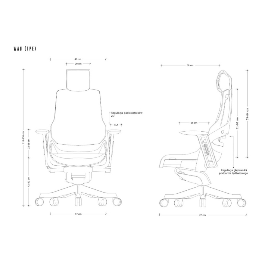 Wau TPE-8 kontorito chairs, hall/valge elastomeer – 4