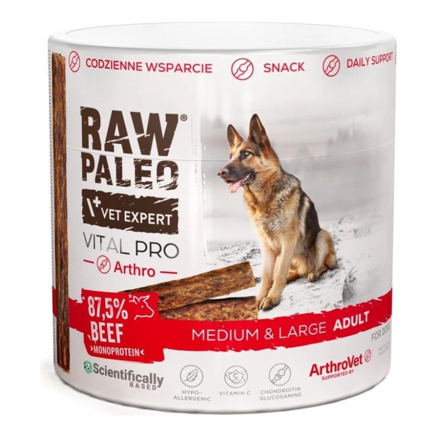 VETEXPERT Raw Paleo Vital Pro Arthro Beef Medium Large Mono - skanėstas šunims - 100g