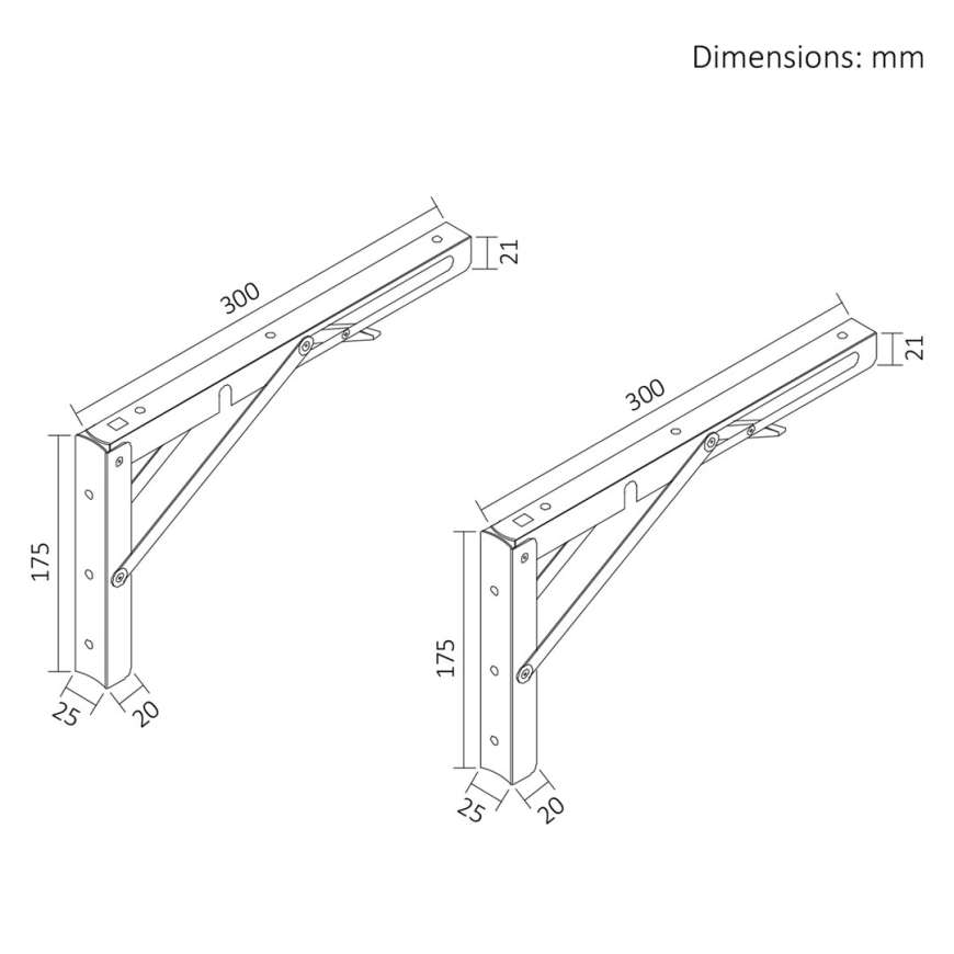 Maclean Folding Wall Shelf Bracket, min. 250 mm, max. 500 mm, max. 50 kg, 2 pieces, MC-194 – 4