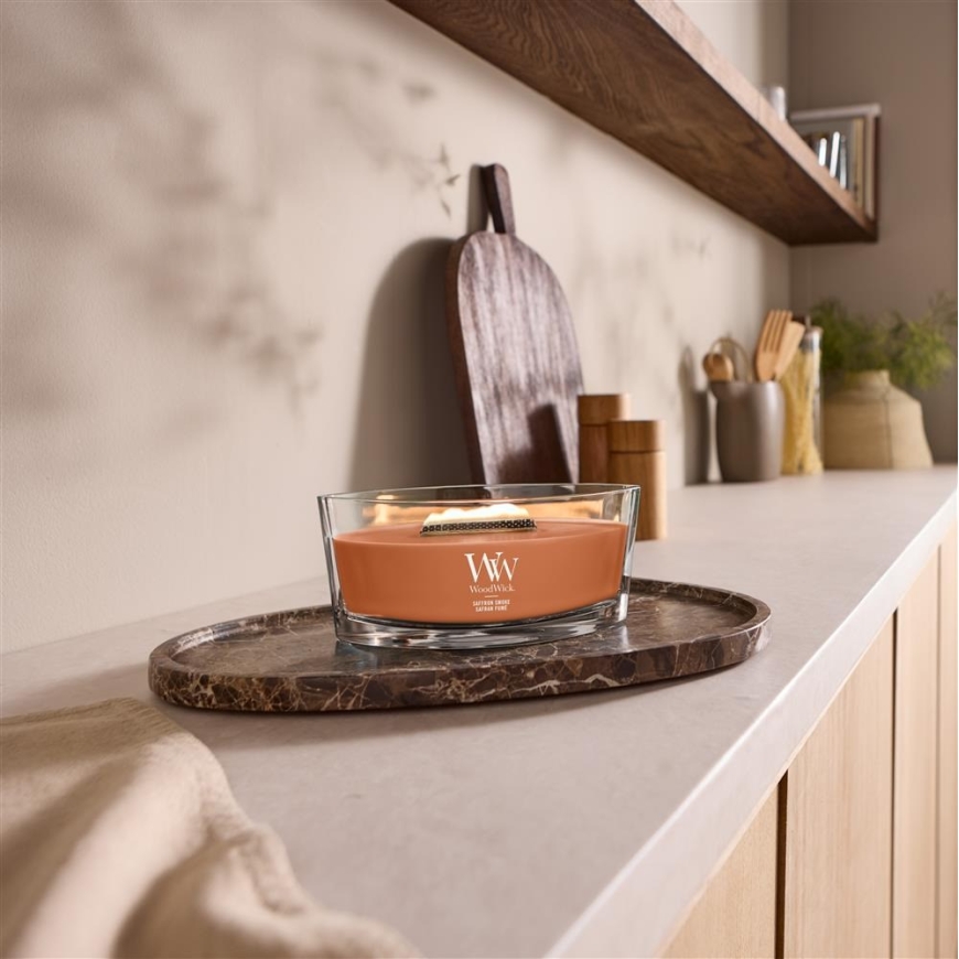 WoodWick Saffron Smoke vaska svece Ellipse brūna 1 gab. – 2