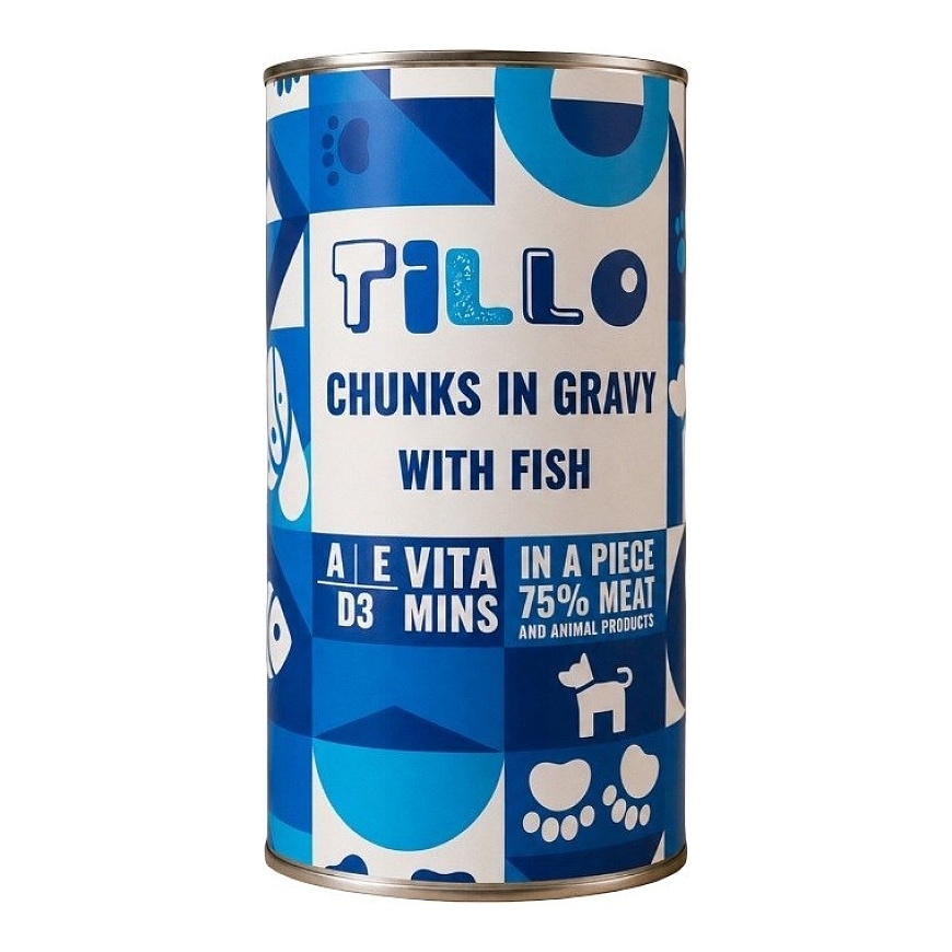TILLO gabaliņi mērcei ar zivi - mitrais suņu barība - 1250g