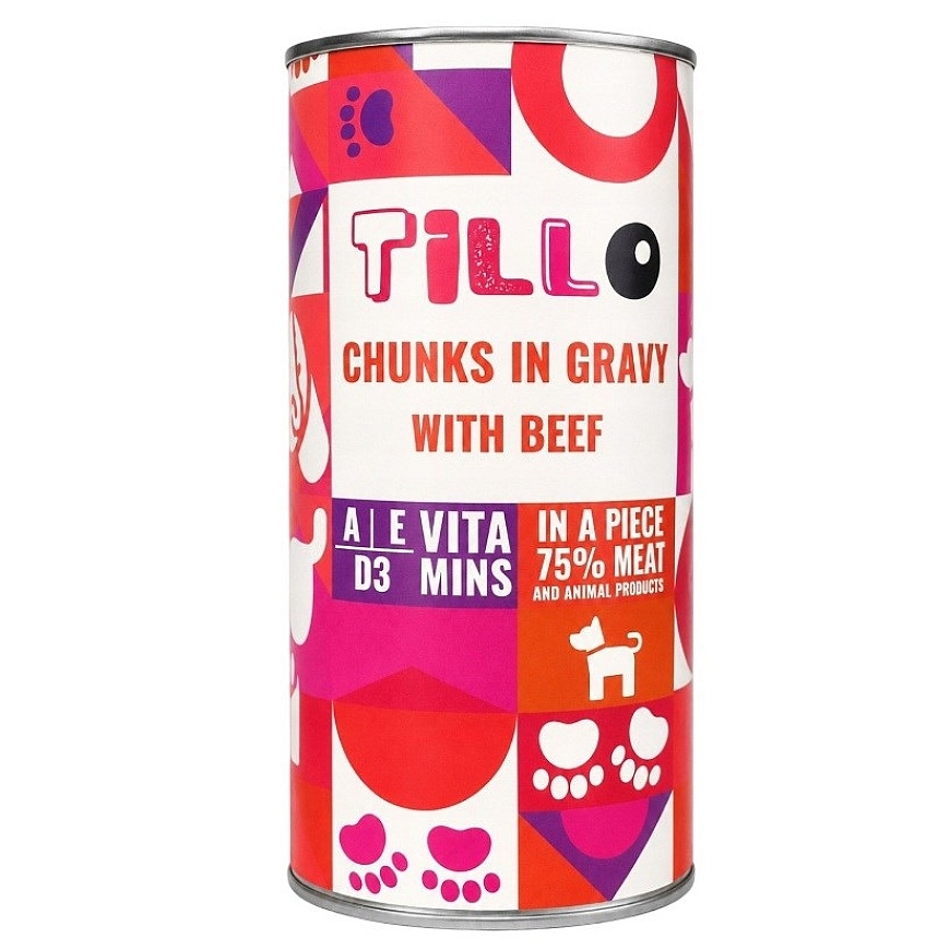 TILLO Chunks in Gravy Beef - Wet Dog Food - 1250g