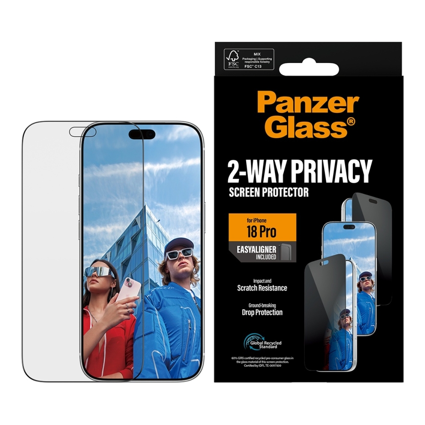 PanzerGlass ® 2-Way Privacy Screen Protector iPhone 18 Pro | Ultra-Wide Fit w. EasyAligner Прозрачна – 2