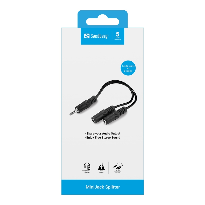 Sandberg 502-16 audiokaabel 0 m 3.5mm TRS 2x 3.5mm TRS Must – 2