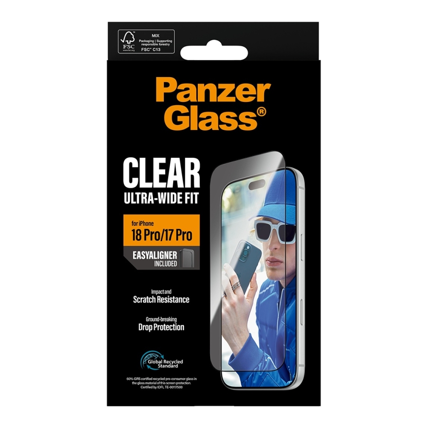 PanzerGlass ® Screen Protector iPhone 18 Pro | 17 Pro | Ultra-Wide Fit w. EasyAligner Kirkas näytöns – 3