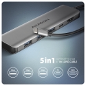 Axagon HMC-5H USB 5Gbps hub, 3x USB-A, HDMI 4k/30Hz, PD 100W, 100cm USB-C cable Axagon HMC-5H USB 5Gbps hub, 3x USB-A, HDMI 4k/30Hz, PD 100W, 100cm USB-C cable