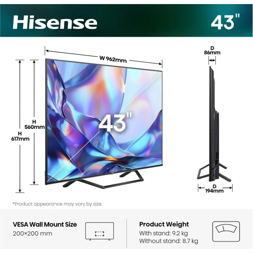 Hisense A7S 139,7 cm (55") 4K Ultra HD Älytelevisio Wi-Fi Musta – 2