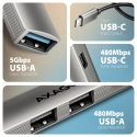 Axagon HUB USB HUE-STC, 4x USB ALU STRIP hub, 1x USB-A 5Gbps, 2x USB-A & 1x USB-C 480Mbps, kabel USB Axagon HUB USB HUE-STC, 4x USB ALU STRIP hub, 1x USB-A 5Gbps, 2x USB-A & 1x USB-C 480Mbps, kabel USB